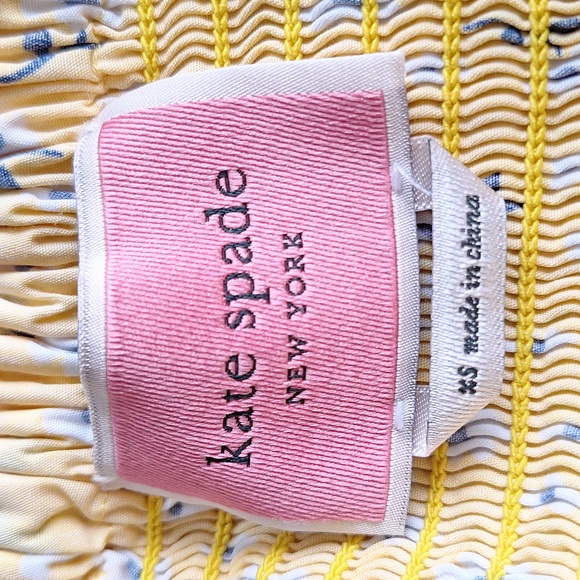 Kate Spade Yellow With White Flower Smocked Dress XS EUC - Picture 3 of 4